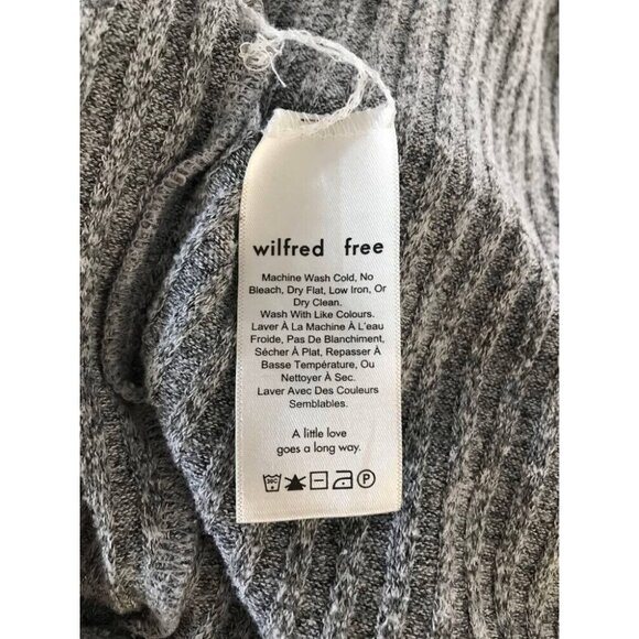 WILFRED FREE Raglan Sleeve Ribbed Tunic Sweater Dress Size Medium Gray V-Neck - Picture 7 of 8